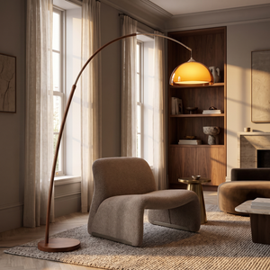 Arcadia Arc Floor Lamp - Walnut and Amber