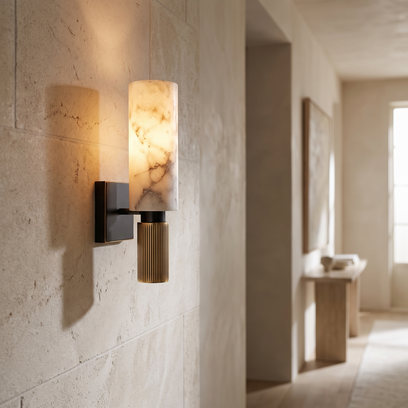 Veyra Sculptural Diffused Alabaster Wall Lamp