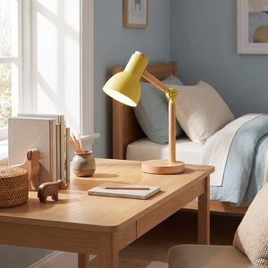 Alder Wooden Desk Lamp - Yellow