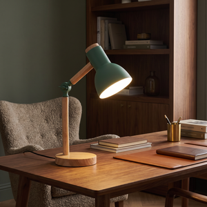 Alder Wooden Desk Lamp - Green