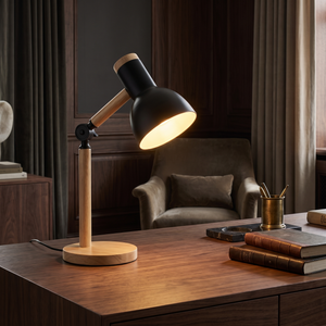 Alder Wooden Desk Lamp - Black