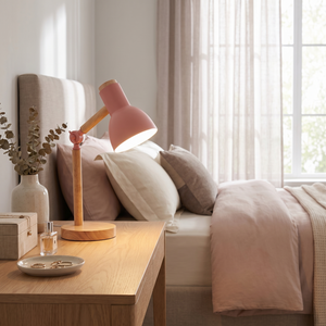 Alder Wooden Desk Lamp - Pink