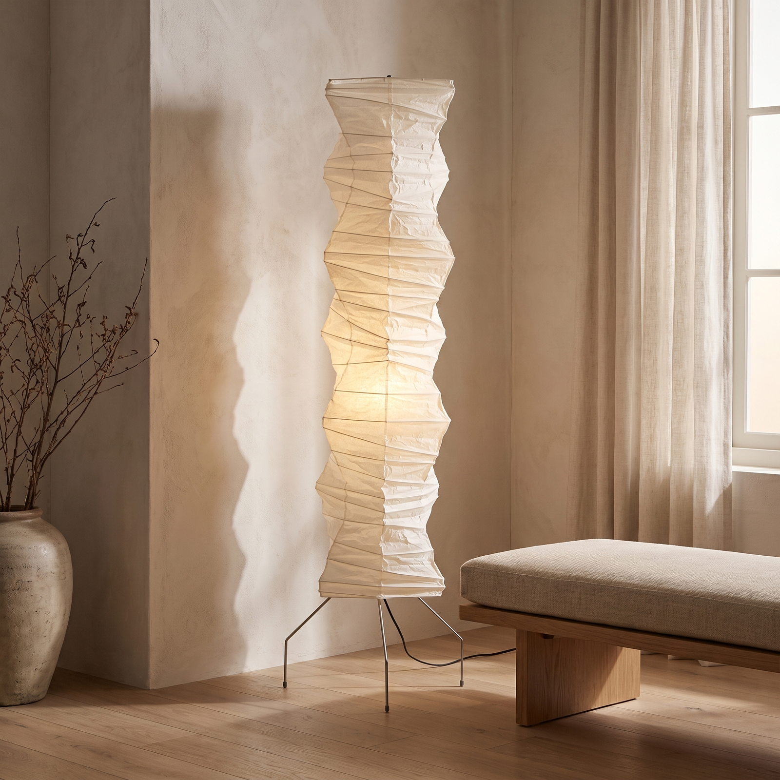 Mizu Japandi Diffused Mulberry Paper Floor Lamp