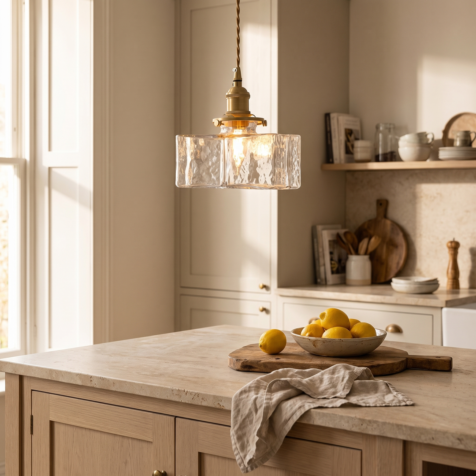 Alarie Vintage Sculptural Ripple Glass Pendant Light