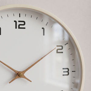 Nordic Minimalist Wood Frame Wall Clock - Creme - dial detail