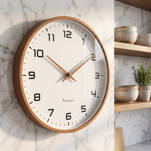 Nordic Minimalist Wood Frame Wall Clock - Brown - kitchen angle
