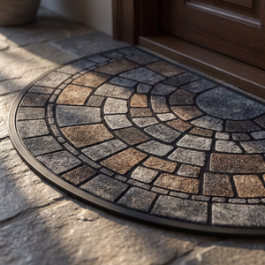 Half-Circle Mosaic Indoor Outdoor Door Mat - detail