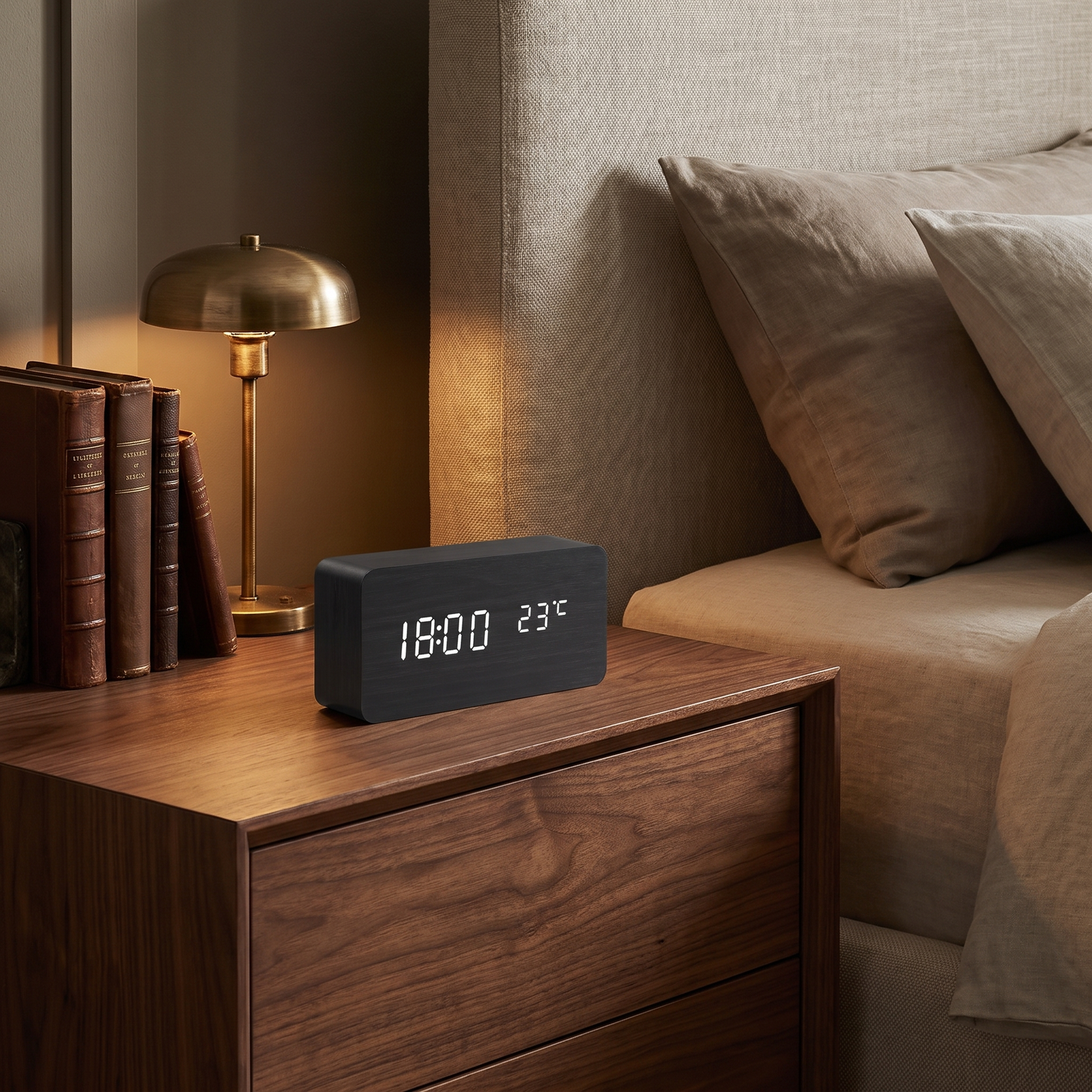 LED Smart Voice-Controlled Wooden Alarm Clock