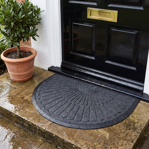 Non-Slip Rubber Semi-Circular Entryway Door Mat - Dark Grey - lifestyle