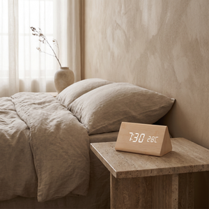 LED Smart Voice-Controlled Wooden Alarm Clock - Wood - Triangle - lifestyle