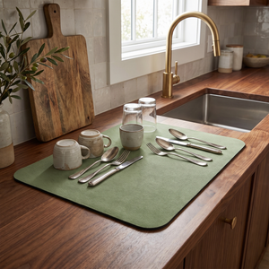 Quick Dry Highly Absorbent Kitchen Dish Mat - Green - lifestyle