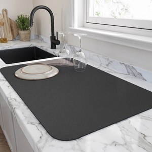 Quick Dry Highly Absorbent Kitchen Dish Mat - Black - lifestyle