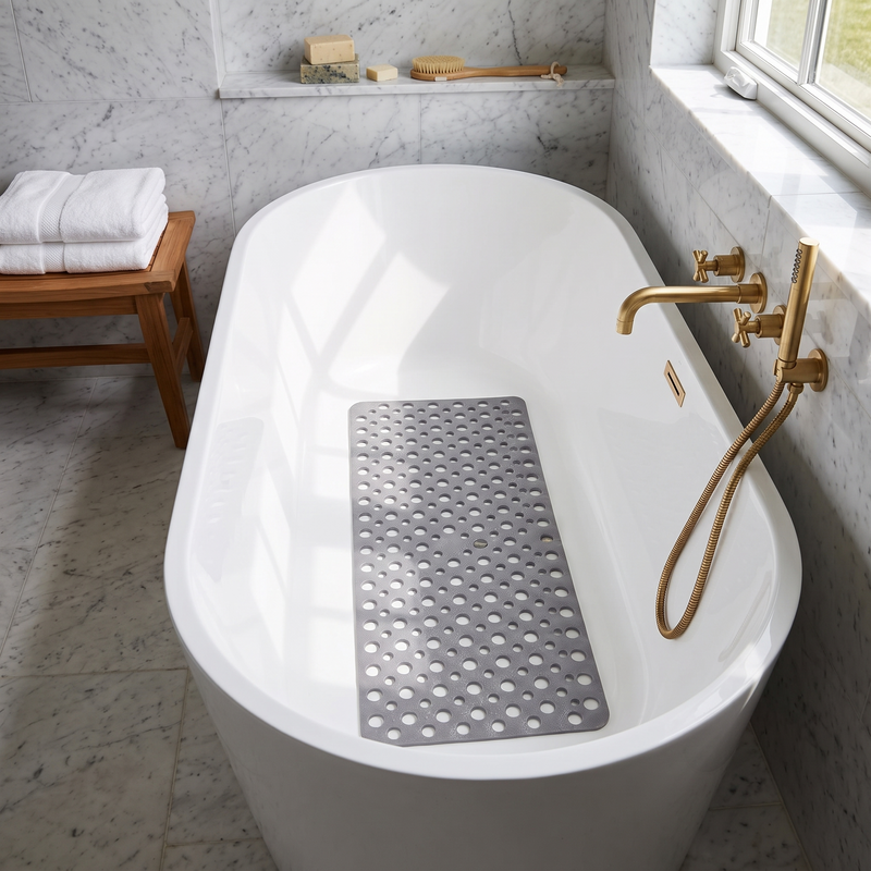 Secure Non-Slip Suction Cup Shower Mat - Gray - lifestyle