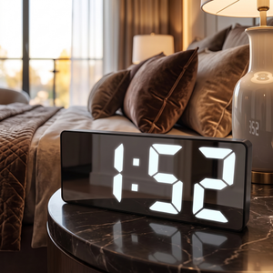Digital LED Mirror Face Alarm Clock - detail