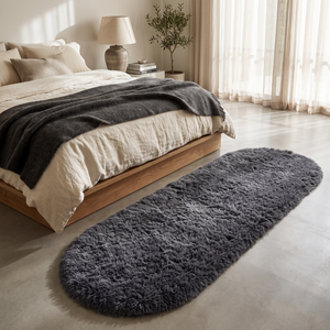Oval Plush Non-Slip Backed Carpet Rug - Gray - lifestyle
