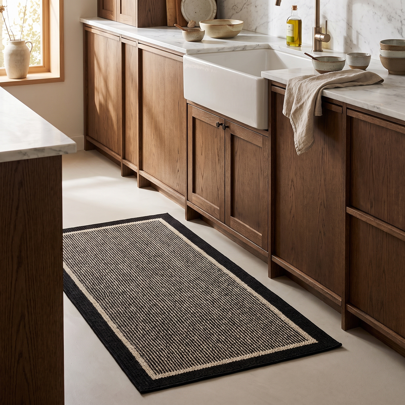 Strata Elegance Anti-Slip Kitchen Mat - Midnight - lifestyle