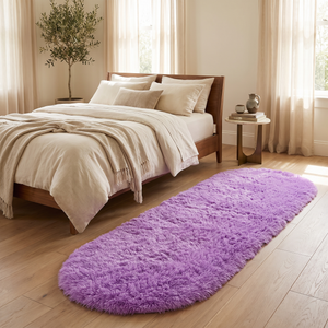 Oval Plush Non-Slip Backed Carpet Rug - Purple - lifestyle