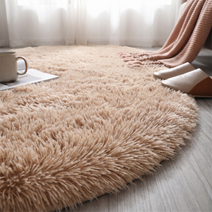 Oval Plush Non-Slip Backed Carpet Rug - detail