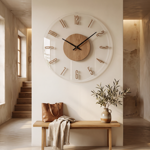 Silent Mid Century Nordic Wooden Wall Clock - 3 - lifestyle
