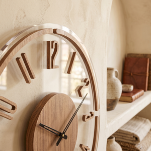 Silent Mid Century Nordic Wooden Wall Clock - detail