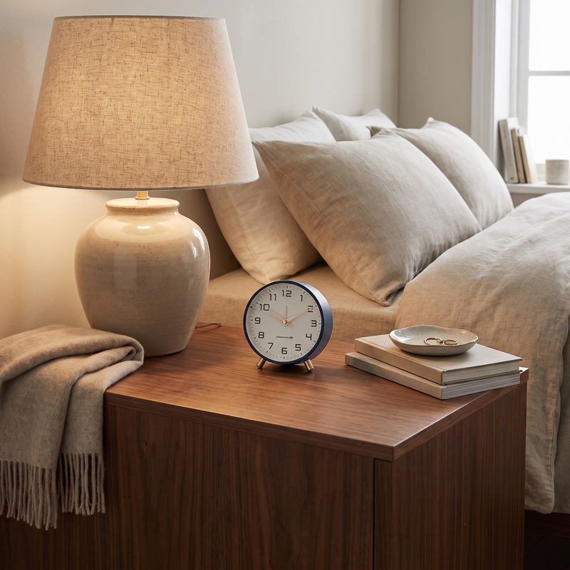 Silent Analog Display Bedside Table Clock - Blue - lifestyle