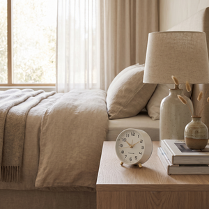 Silent Analog Display Bedside Table Clock - White - lifestyle