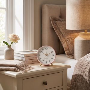 Silent Analog Display Bedside Table Clock - Pink - lifestyle
