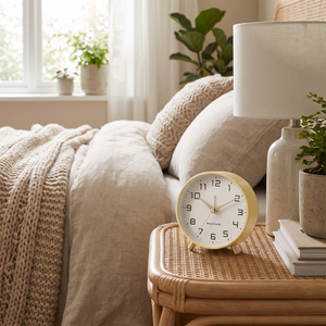 Silent Analog Display Bedside Table Clock - Yellow - lifestyle