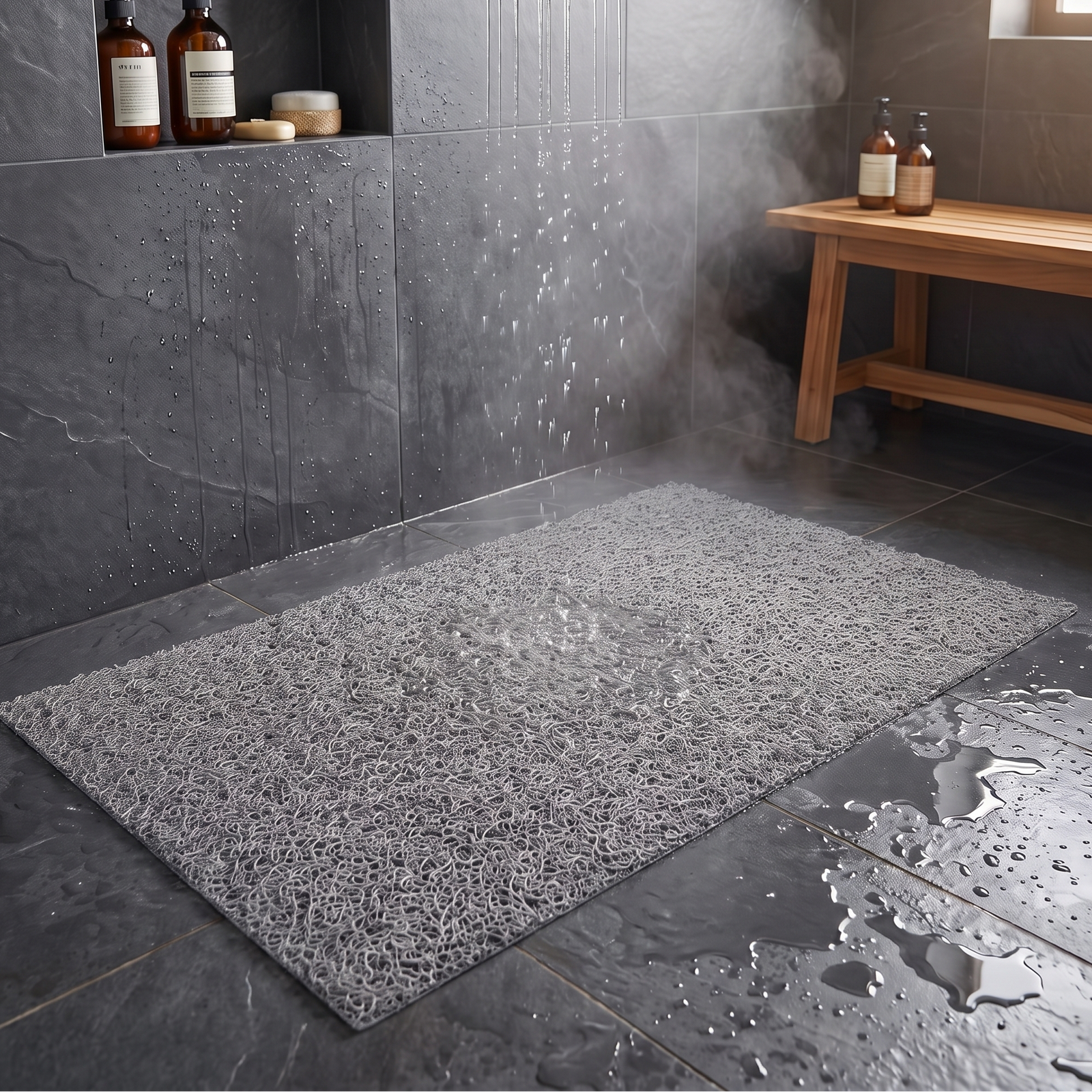 Safe Non-Slip Soft Loofah Shower Mat