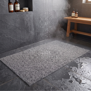 Safe Non-Slip Soft Loofah Shower Mat - Grey - lifestyle v2