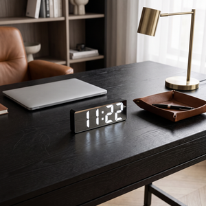 Digital LED Mirror Face Alarm Clock - Gloss Black - lifestyle v2
