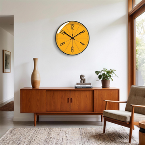 Minimalist Nordic Silent Quartz Wall Clock - Black / Orange - lifestyle v2