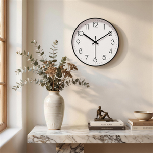 Minimalist Nordic Silent Quartz Wall Clock - Black / White - lifestyle v2