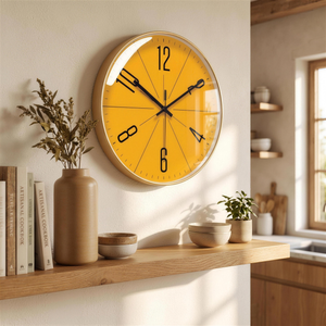 Minimalist Nordic Silent Quartz Wall Clock - Gold / Orange - lifestyle v2