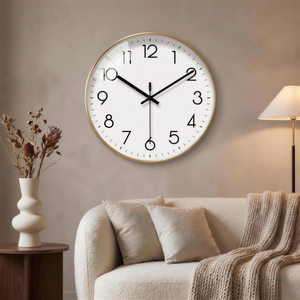 Minimalist Nordic Silent Quartz Wall Clock - Gold / White - lifestyle v2