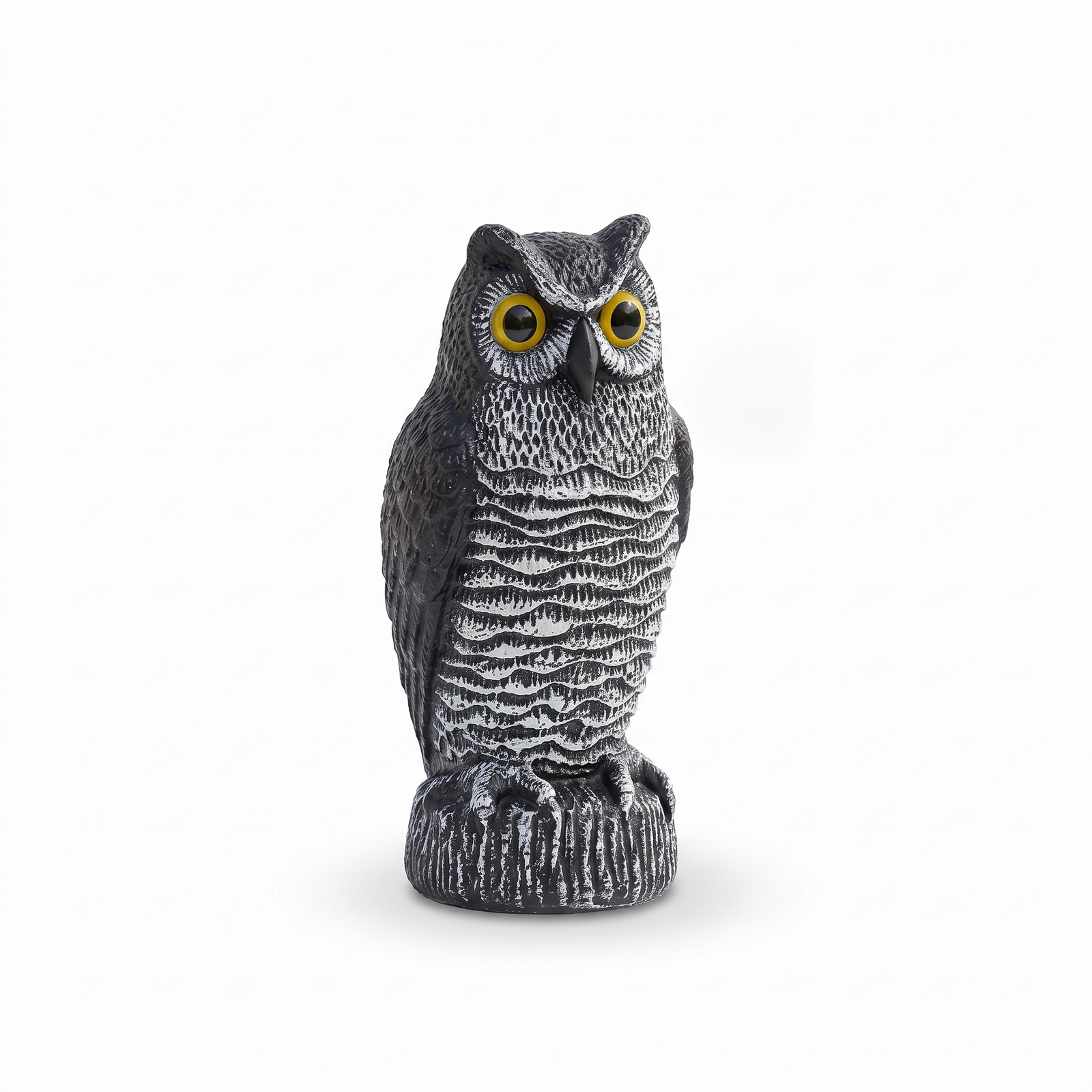 Realistic owl statue on pure white background