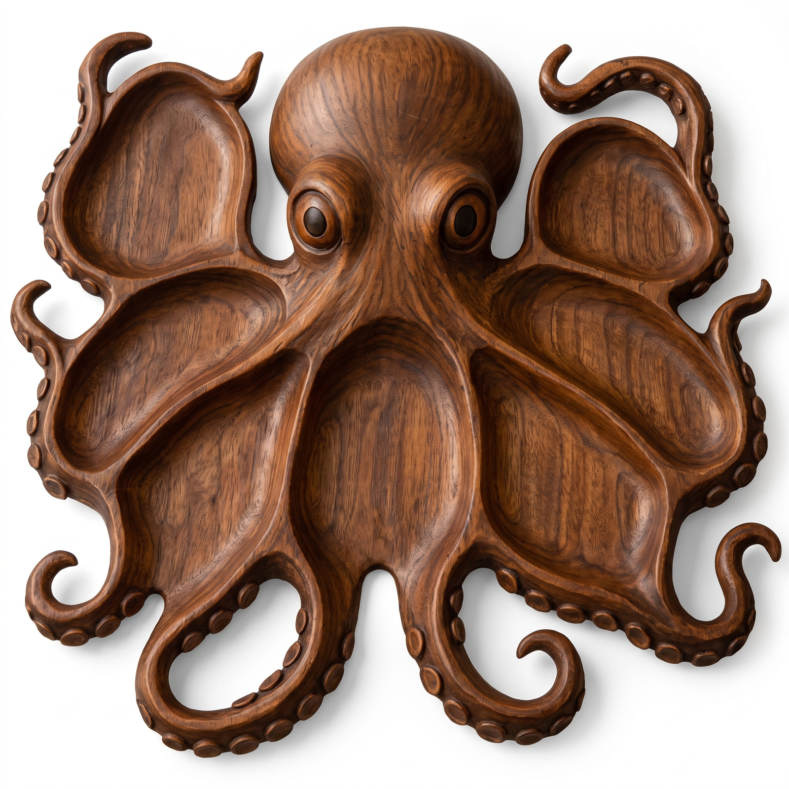 Octopus charcuterie board on a white background