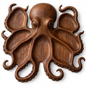Octopus charcuterie board on a white background