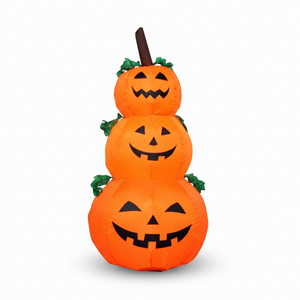 Inflatable stacked pumpkin decoration on a white background
