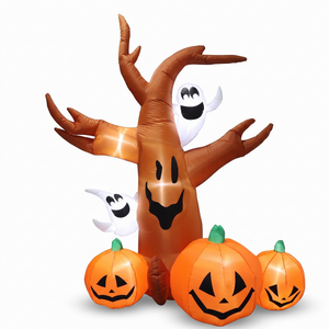 Inflatable pumpkin tree Halloween decoration on a white background