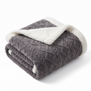 Reversible sherpa fleece blanket folded on a white background