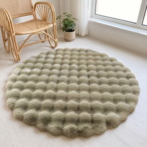 Green bubble rug in a bright nursery corner