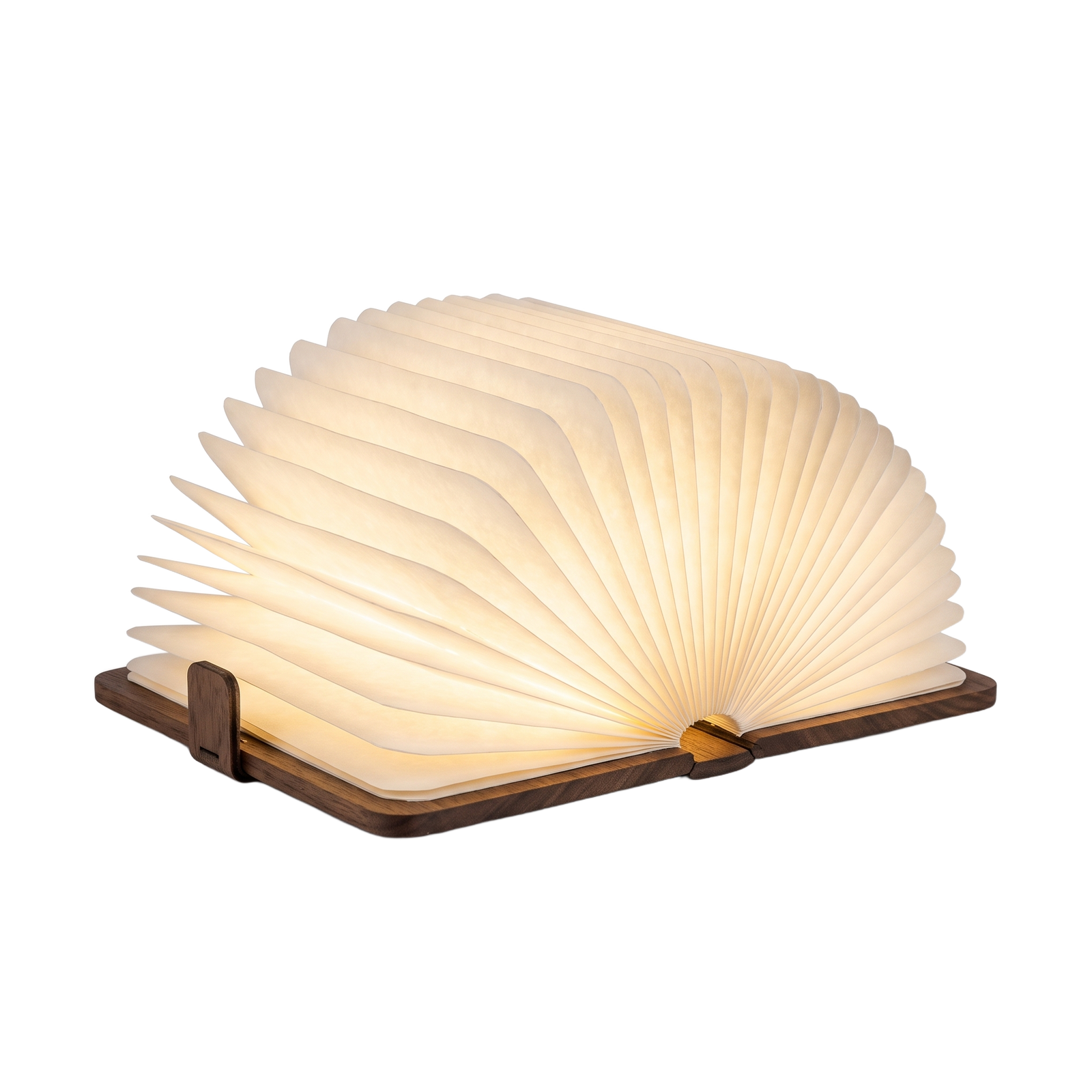 Foldable rechargeable book lamp on a white background