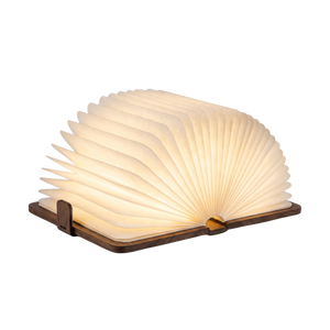 Foldable rechargeable book lamp on a white background