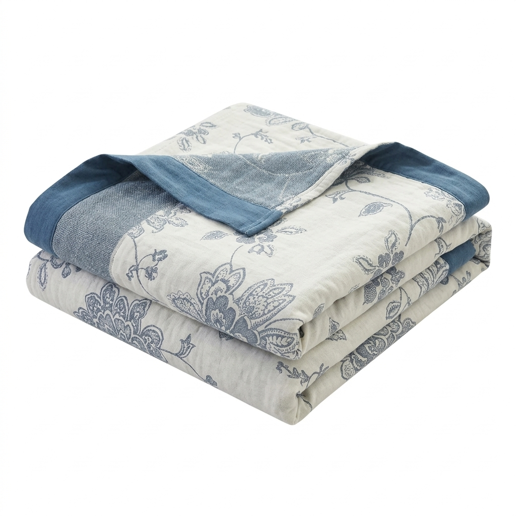 Five Layer Floral Cotton Gauze Blanket