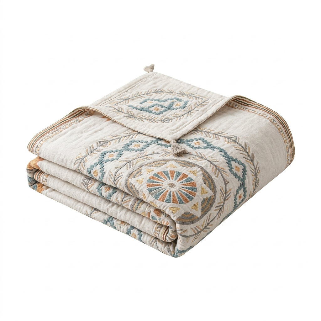 Boho Mandala Cotton Throw Blanket