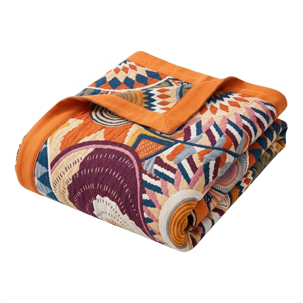 Nordic Sunburst Cotton Throw Blanket