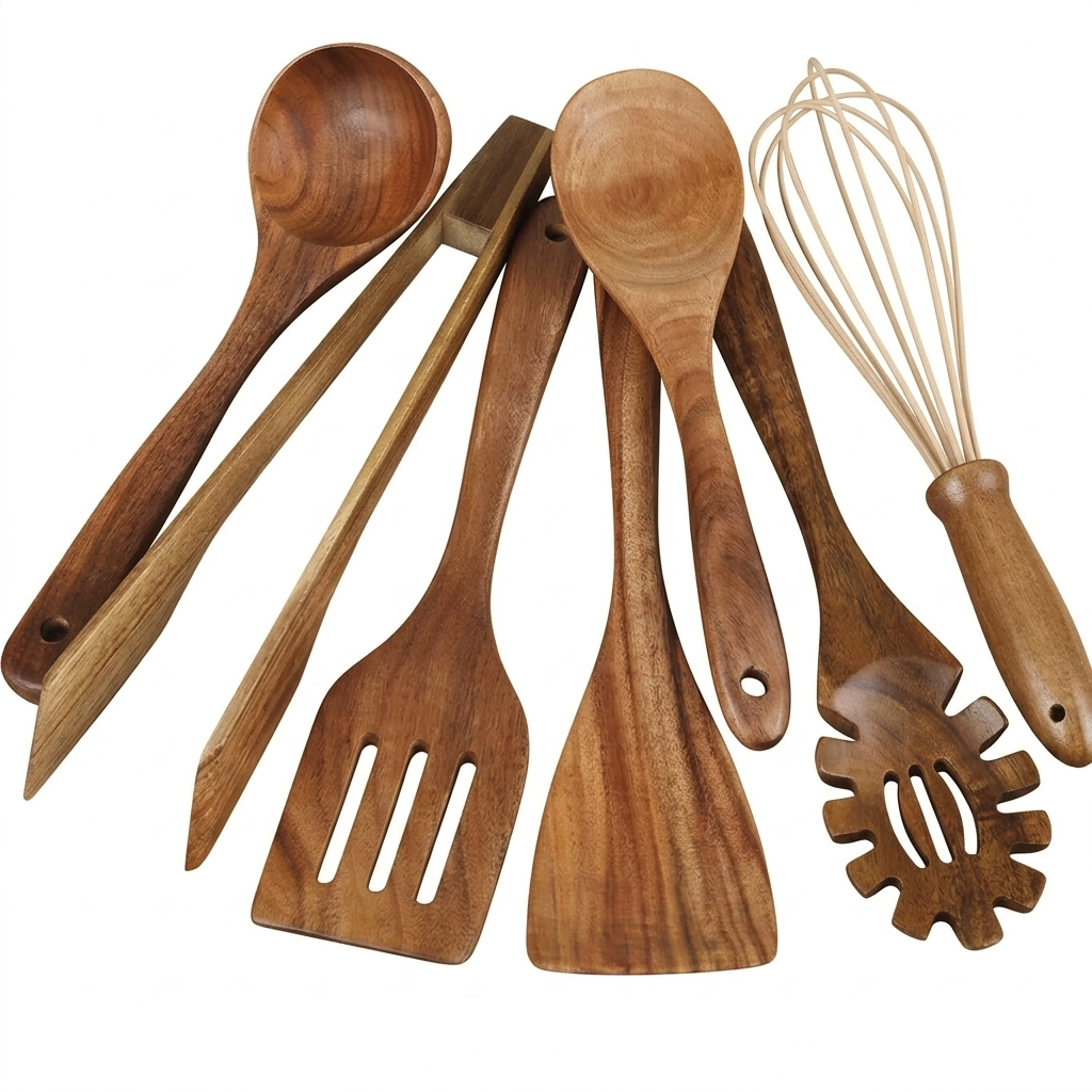 7 Piece Wooden Cooking Utensil Set