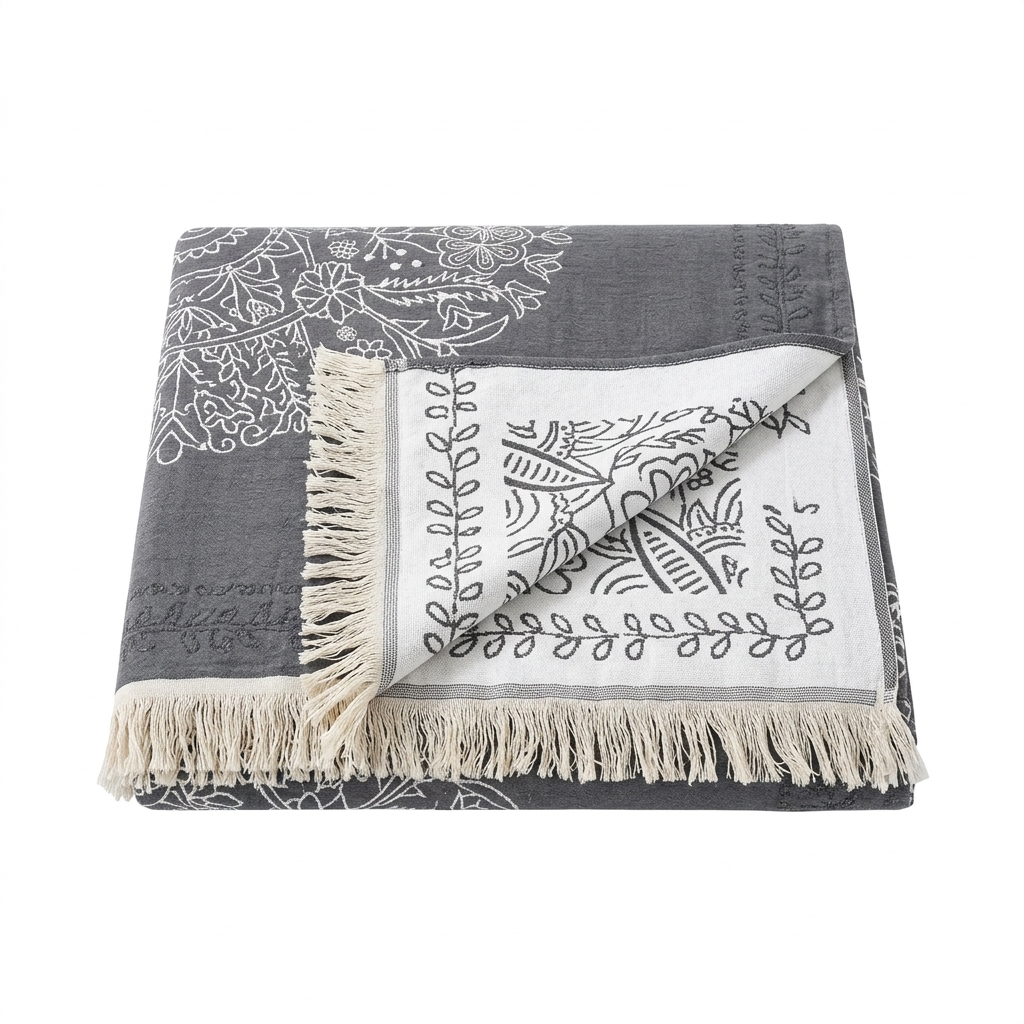 Scandinavian Reversible Jacquard Cotton Blanket