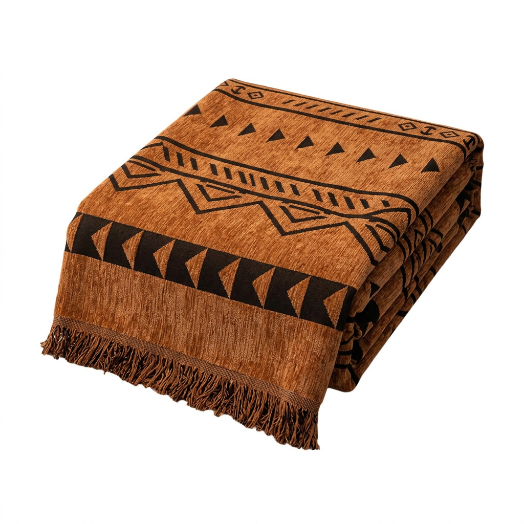 Geometric Tribal Chenille Sofa Cover Throw